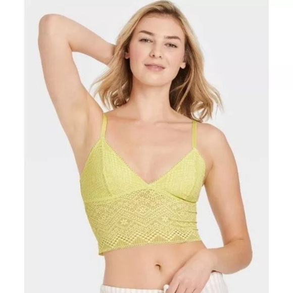 Auden Other - BIN#1 - AUDEN Women’s CS Lace Unlined Long Line Bralette in Lemon Yellow